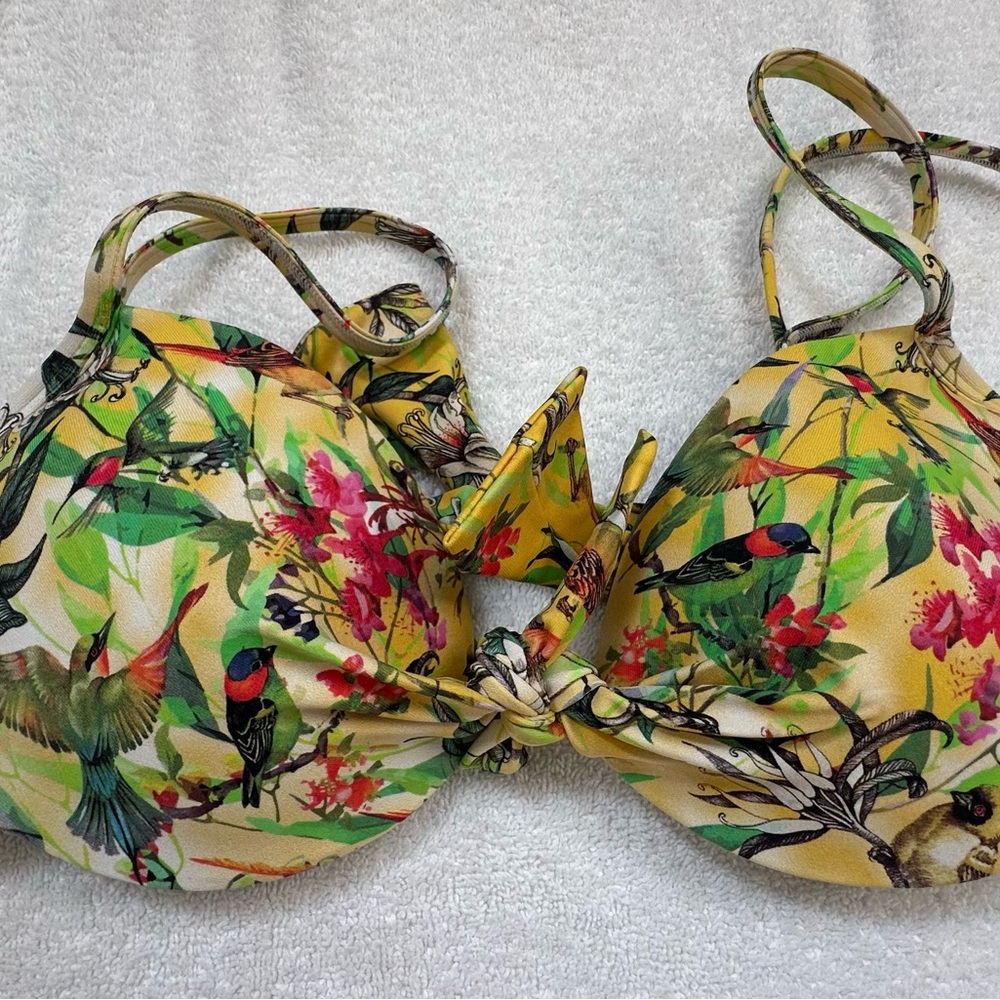 Tropical Bird Print Bikini Top
